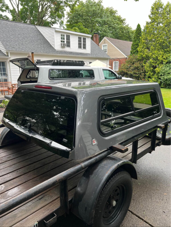 Truck Cap - F150 - 5.5ft - Gray Century (LEER) frameless rear door truck cap. For a 2021-2024+ Ford F150 with 5.5’ short bed